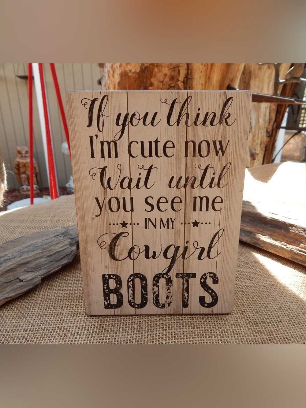 Cowgirl Quote Decorative / Cowgirl Written Word / "If you think I'm cute now